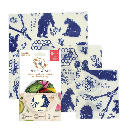 3 Pack of Wraps, Assorted Sizes, Bees & Bears Print banner