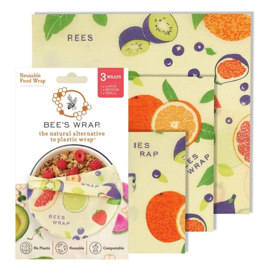 3 Pack of Wraps, Assorted Sizes, Fresh Fruit Print banner