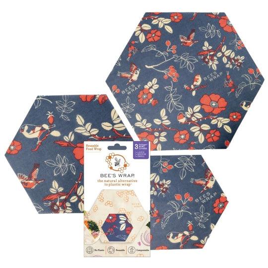 3 Pack of Bowl Cover Wraps, Assorted Sizes, Botanical Print banner